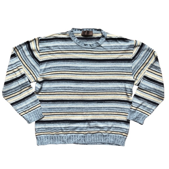 De Fursac Other - Vintage De Fursac striped blue, white and black knit crewneck sweater - Men's XL